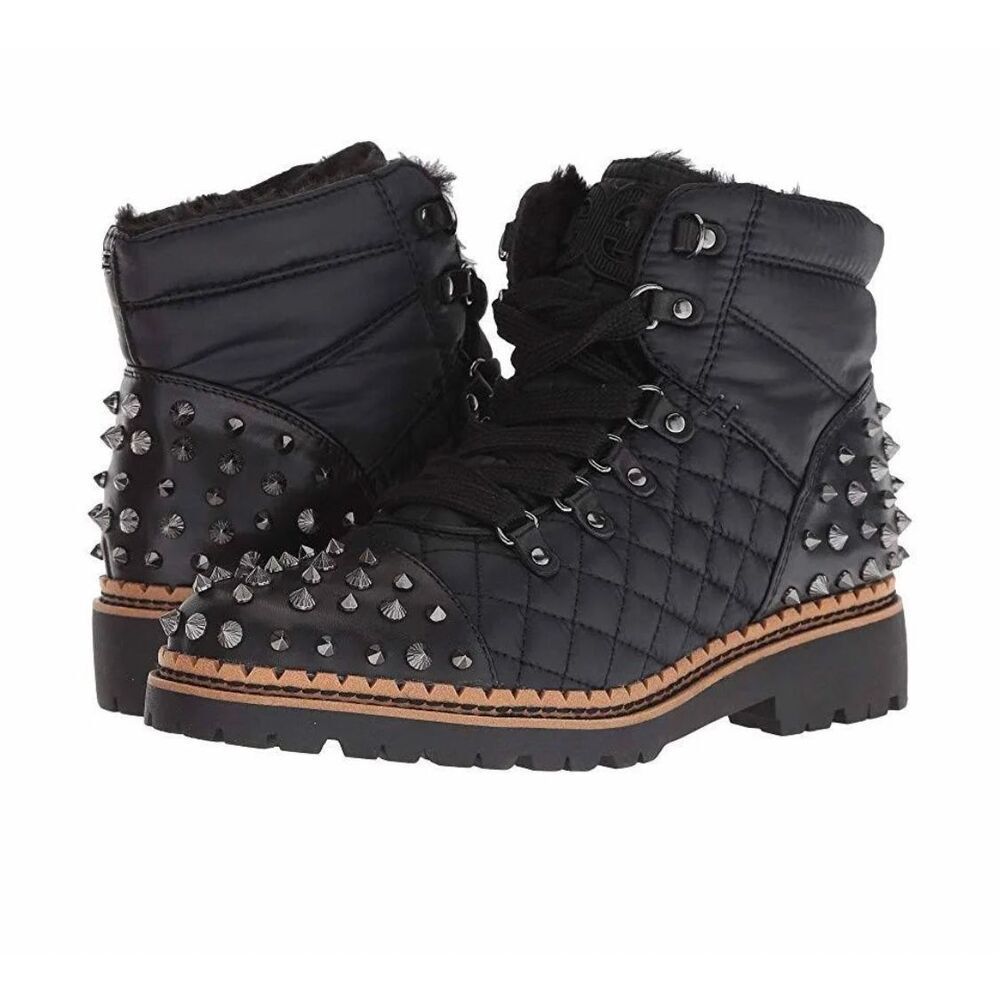 Sam Edelman Bren quilted studded black nylon boots